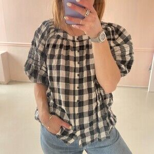 The Great Puff Sleeve Gingham Blouse XS